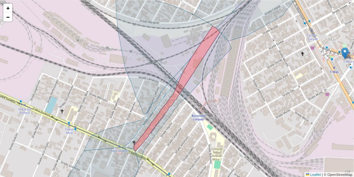 Hartă a codului poștal  și a codurilor poștale învecinate