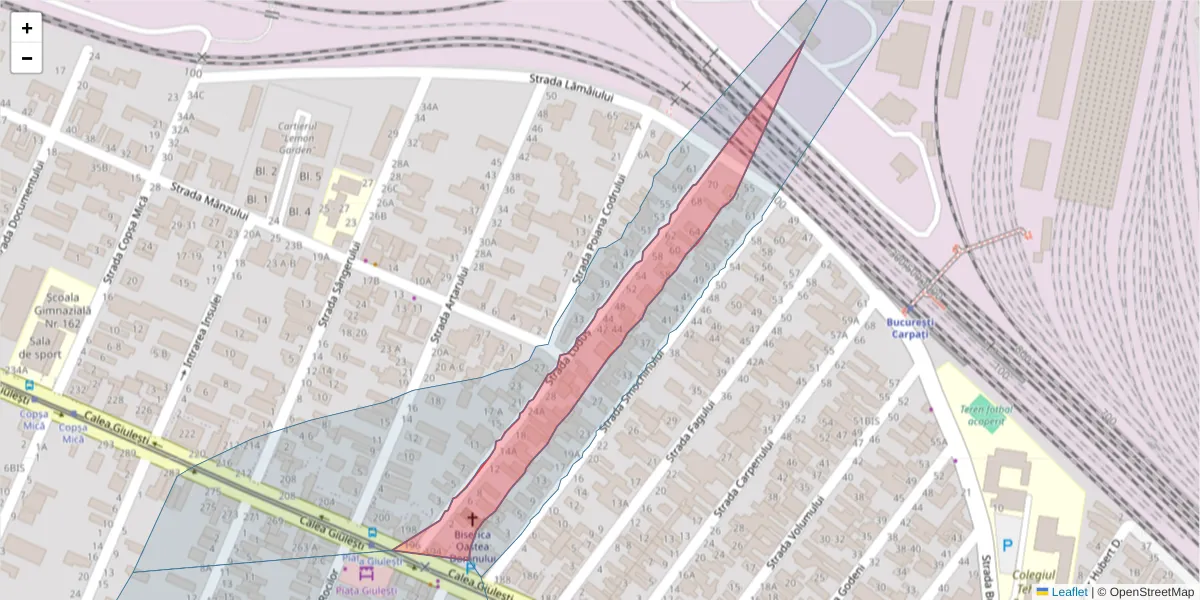 Hartă a codului poștal  și a codurilor poștale învecinate