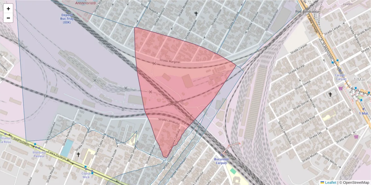 Hartă a codului poștal  și a codurilor poștale învecinate