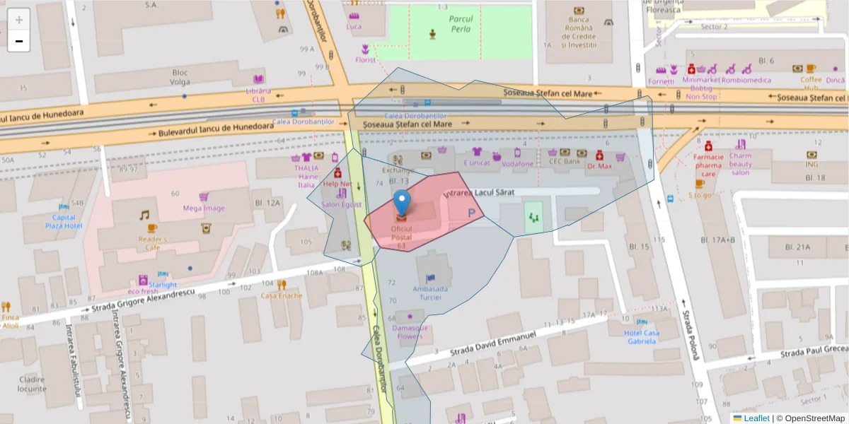 Hartă a codului poștal  și a codurilor poștale învecinate