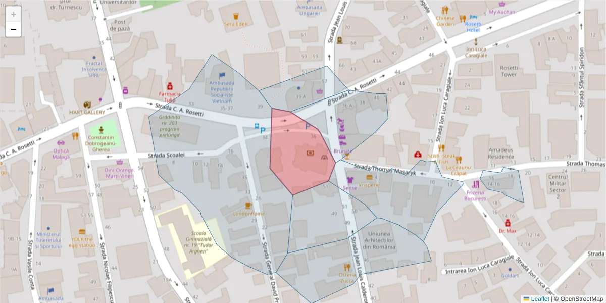 Hartă a codului poștal  și a codurilor poștale învecinate