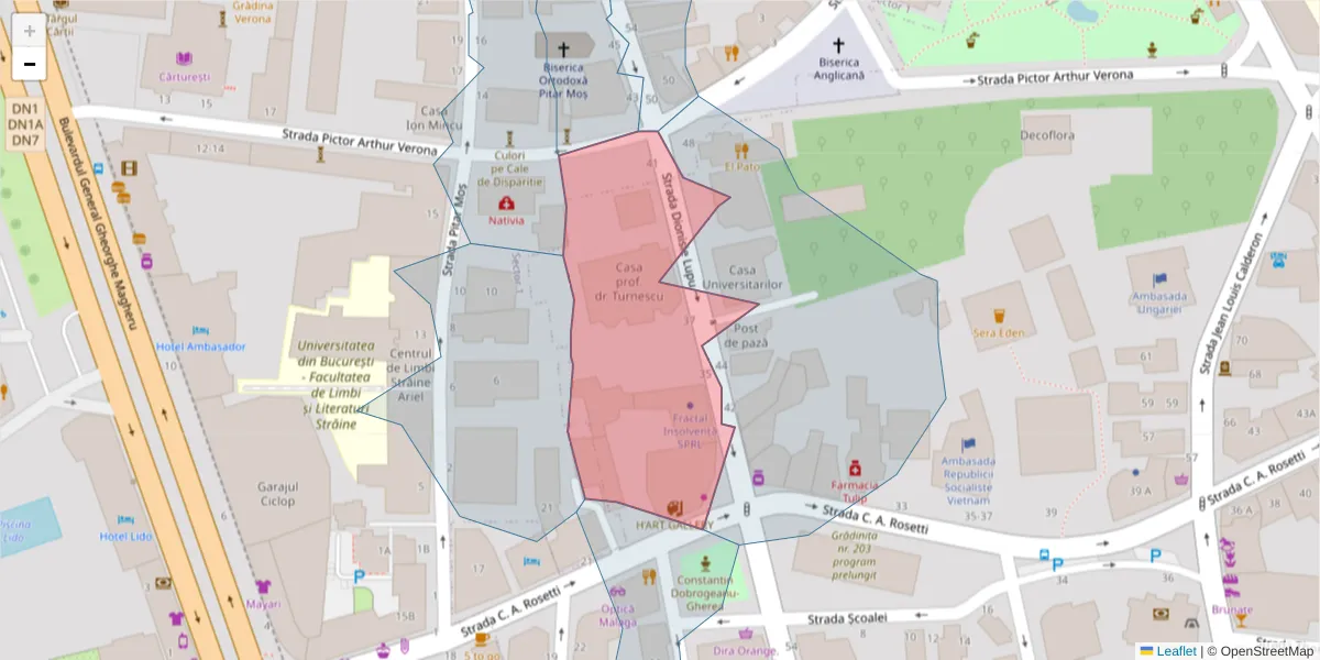 Hartă a codului poștal  și a codurilor poștale învecinate