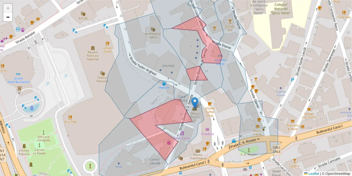 Hartă a codului poștal  și a codurilor poștale învecinate