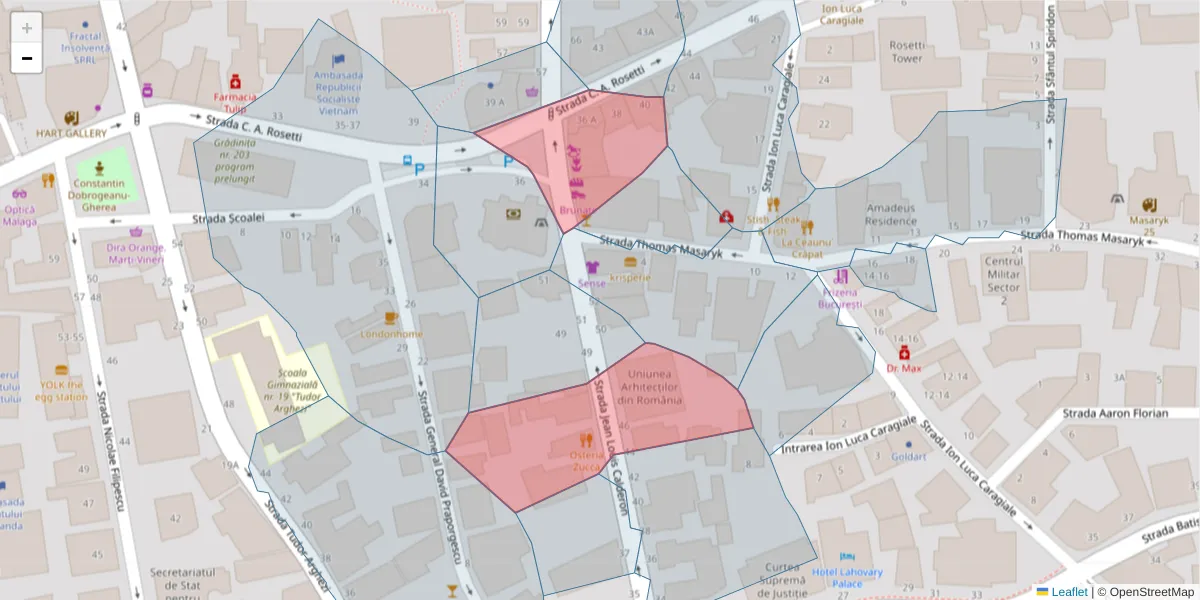 Hartă a codului poștal  și a codurilor poștale învecinate