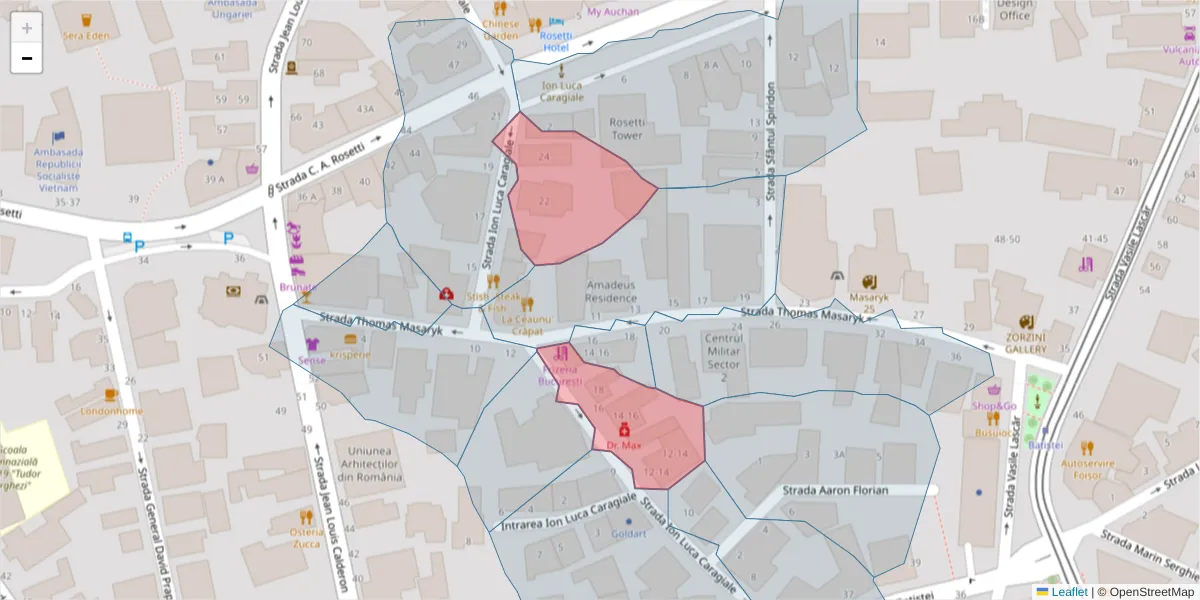 Hartă a codului poștal  și a codurilor poștale învecinate