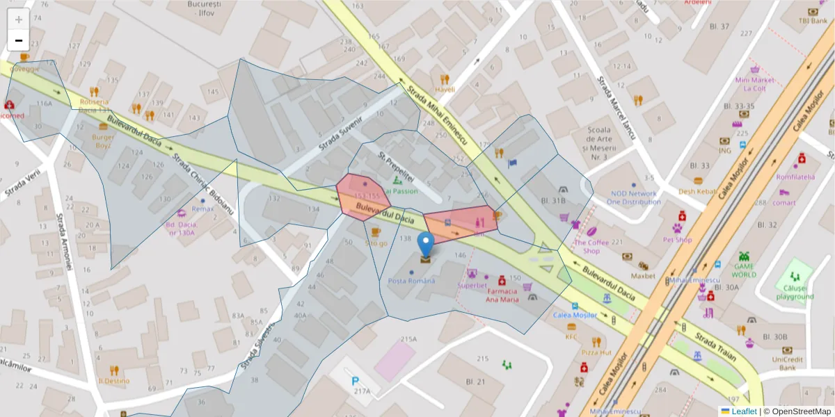 Hartă a codului poștal  și a codurilor poștale învecinate