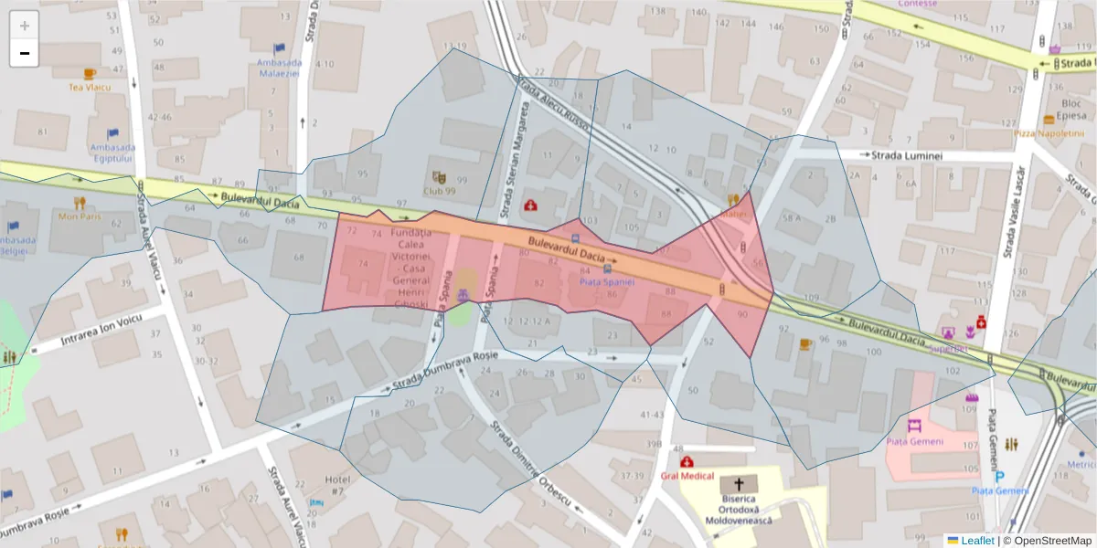 Hartă a codului poștal  și a codurilor poștale învecinate