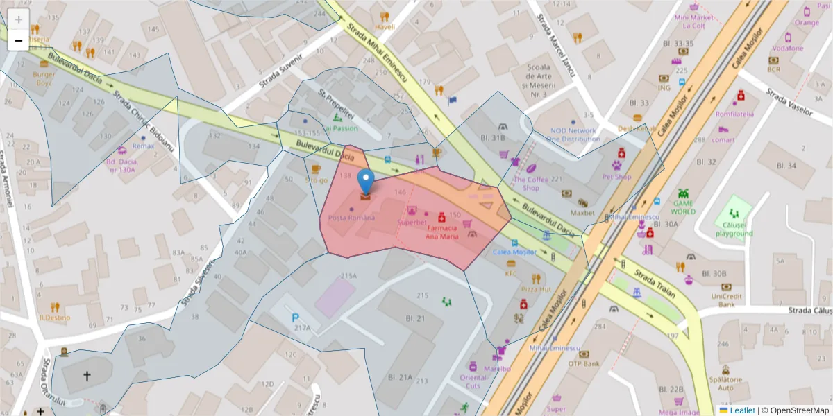 Hartă a codului poștal  și a codurilor poștale învecinate