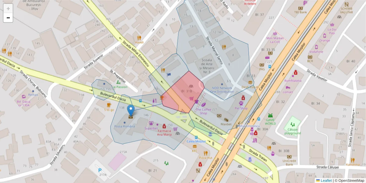 Hartă a codului poștal  și a codurilor poștale învecinate