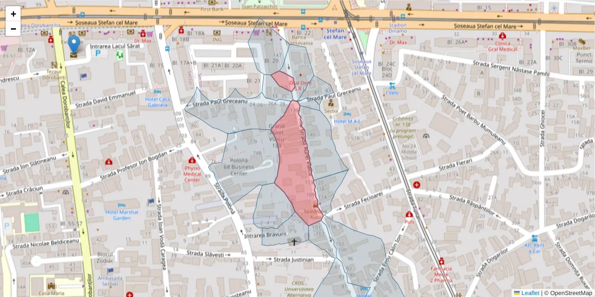 Hartă a codului poștal  și a codurilor poștale învecinate