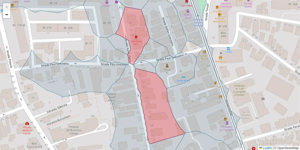 Hartă a codului poștal  și a codurilor poștale învecinate