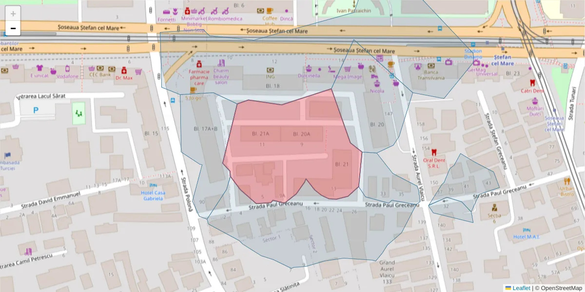 Hartă a codului poștal  și a codurilor poștale învecinate