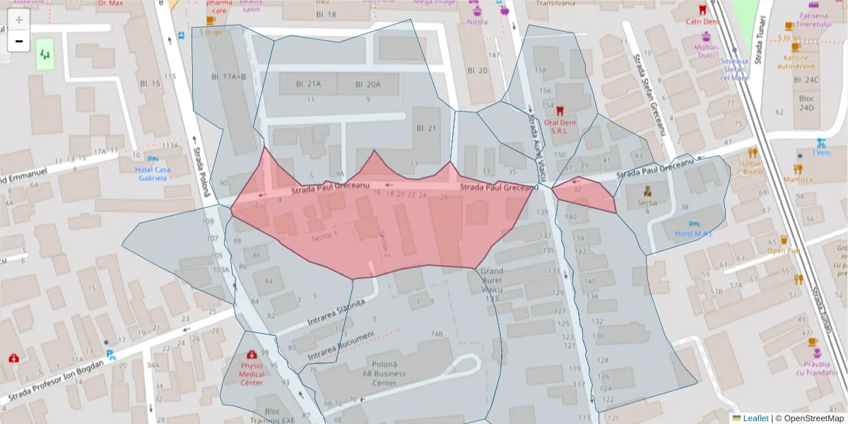 Hartă a codului poștal  și a codurilor poștale învecinate