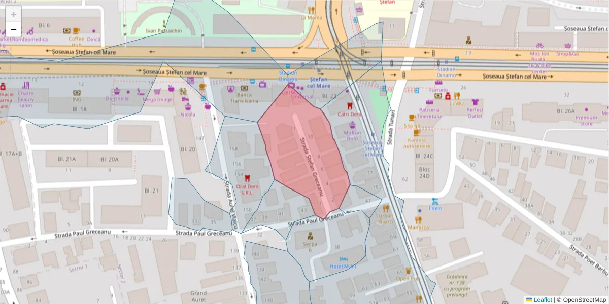 Hartă a codului poștal  și a codurilor poștale învecinate
