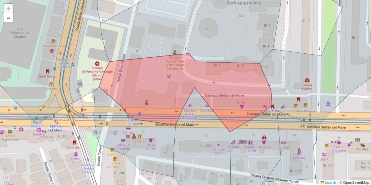 Hartă a codului poștal  și a codurilor poștale învecinate