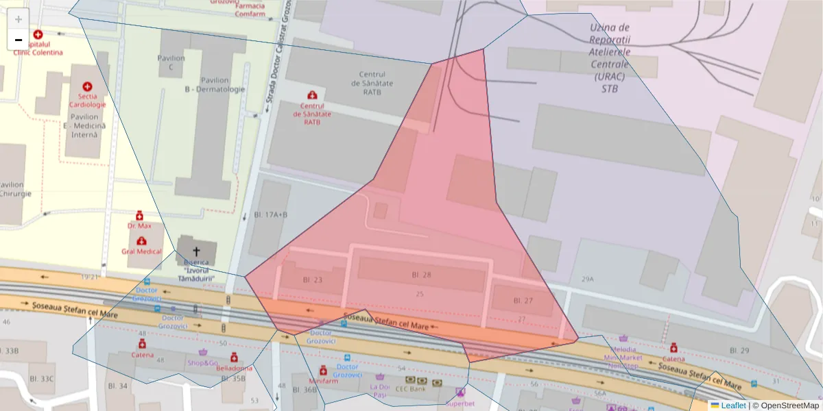 Hartă a codului poștal  și a codurilor poștale învecinate