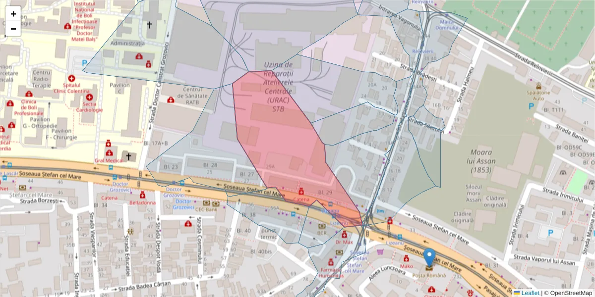 Hartă a codului poștal  și a codurilor poștale învecinate