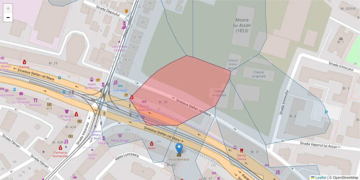Hartă a codului poștal  și a codurilor poștale învecinate