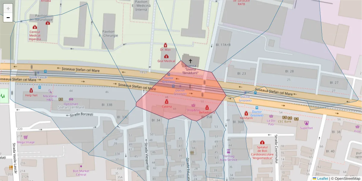 Hartă a codului poștal  și a codurilor poștale învecinate