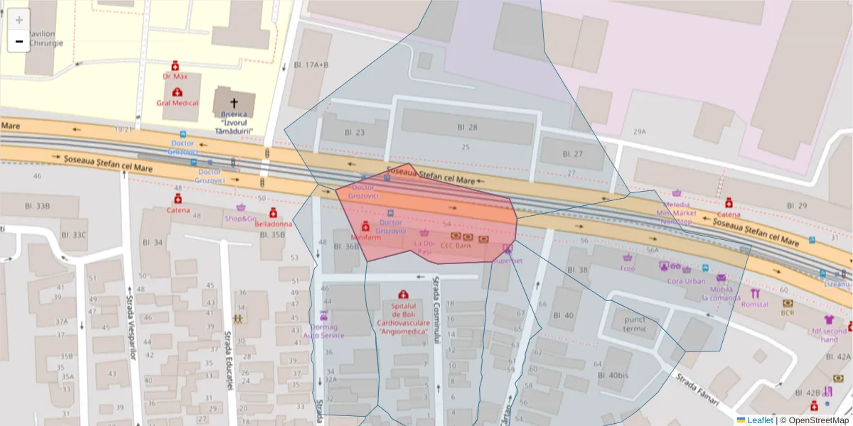 Hartă a codului poștal  și a codurilor poștale învecinate