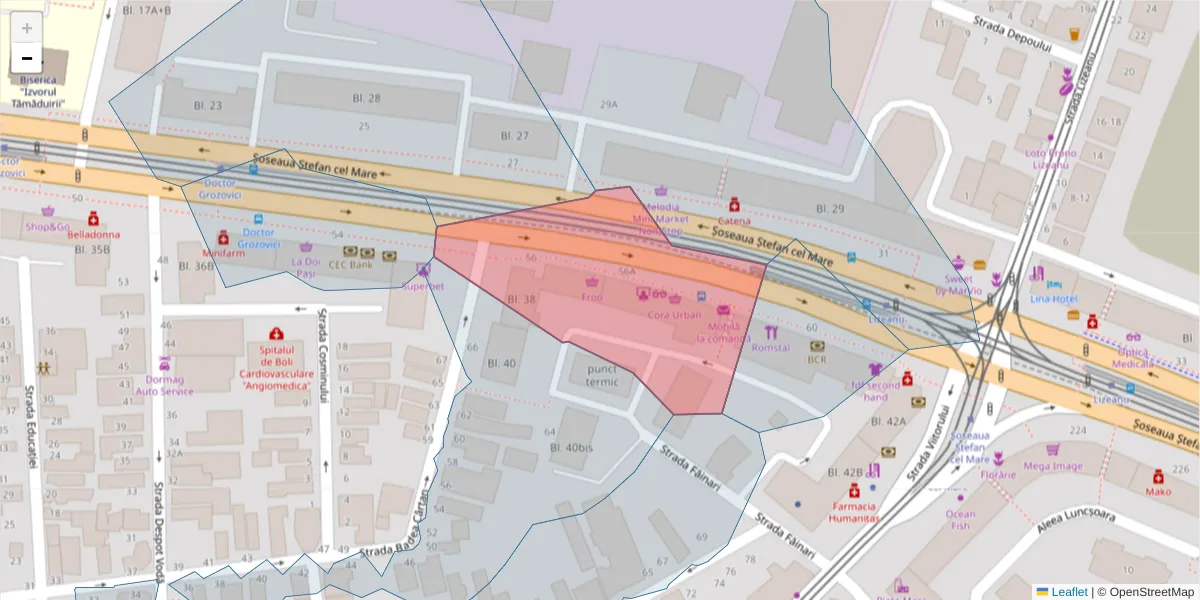 Hartă a codului poștal  și a codurilor poștale învecinate