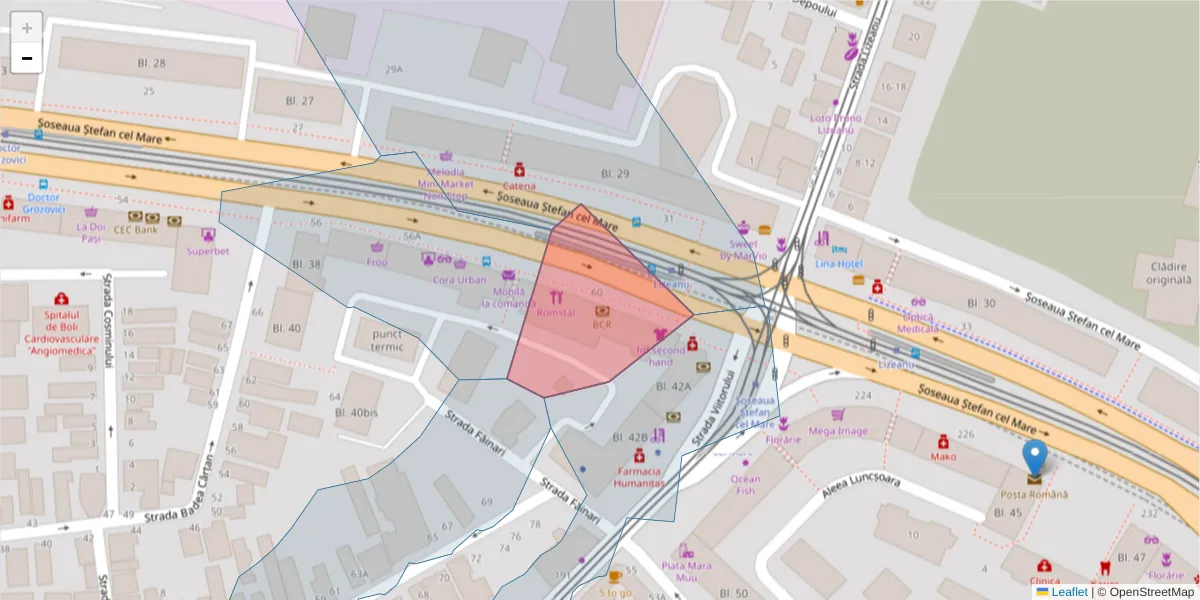 Hartă a codului poștal  și a codurilor poștale învecinate