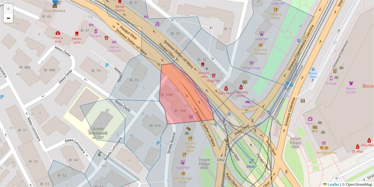 Hartă a codului poștal  și a codurilor poștale învecinate