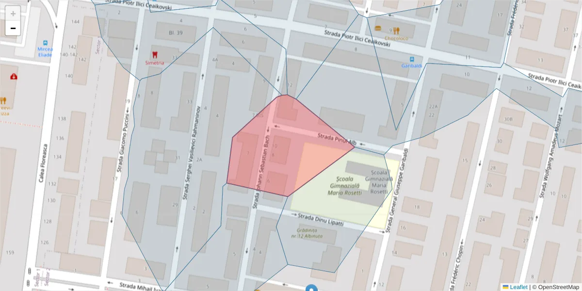 Hartă a codului poștal  și a codurilor poștale învecinate