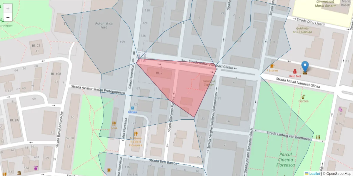 Hartă a codului poștal  și a codurilor poștale învecinate