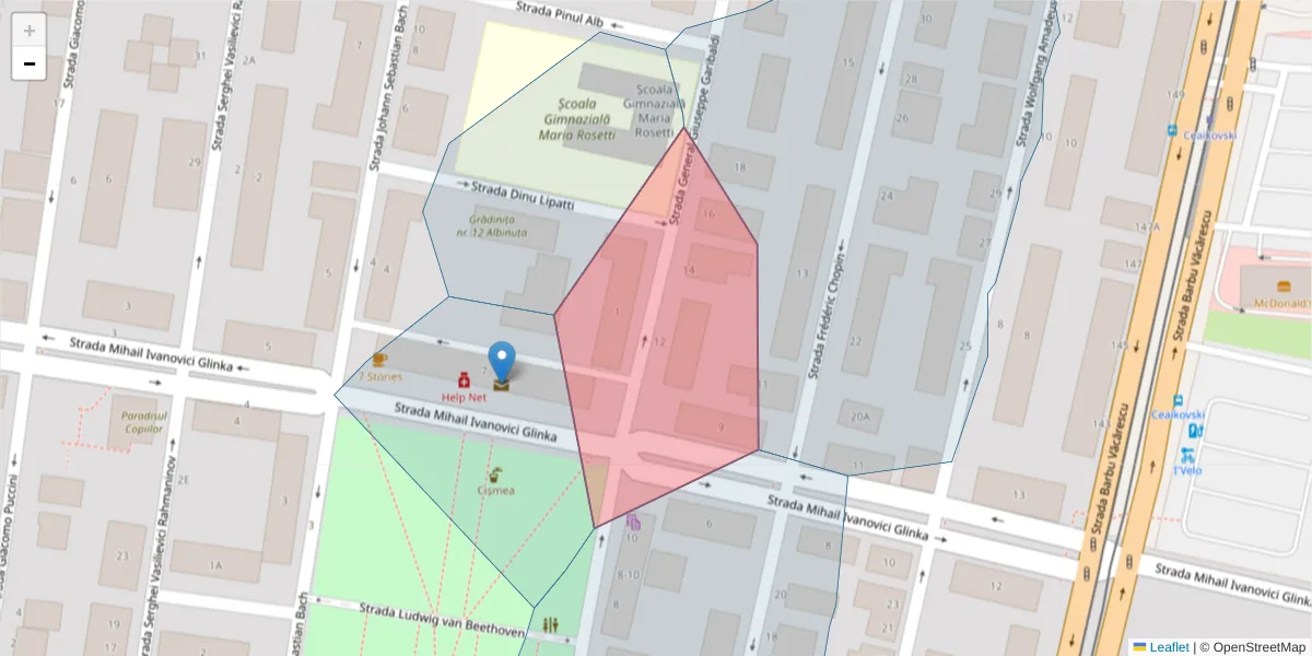 Hartă a codului poștal  și a codurilor poștale învecinate