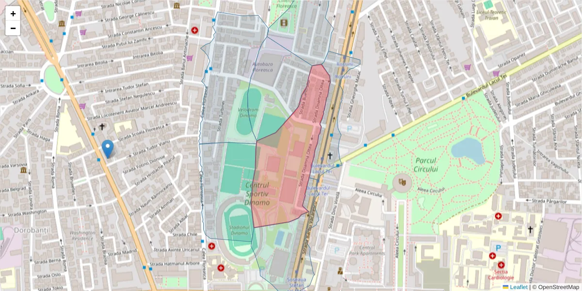 Hartă a codului poștal  și a codurilor poștale învecinate