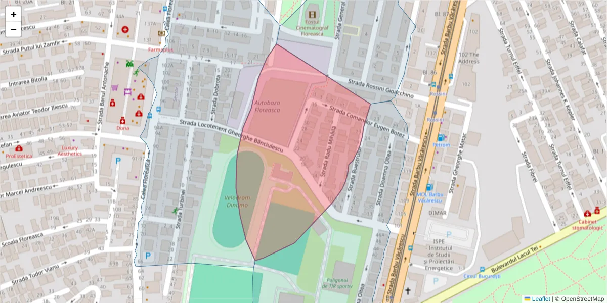 Hartă a codului poștal  și a codurilor poștale învecinate