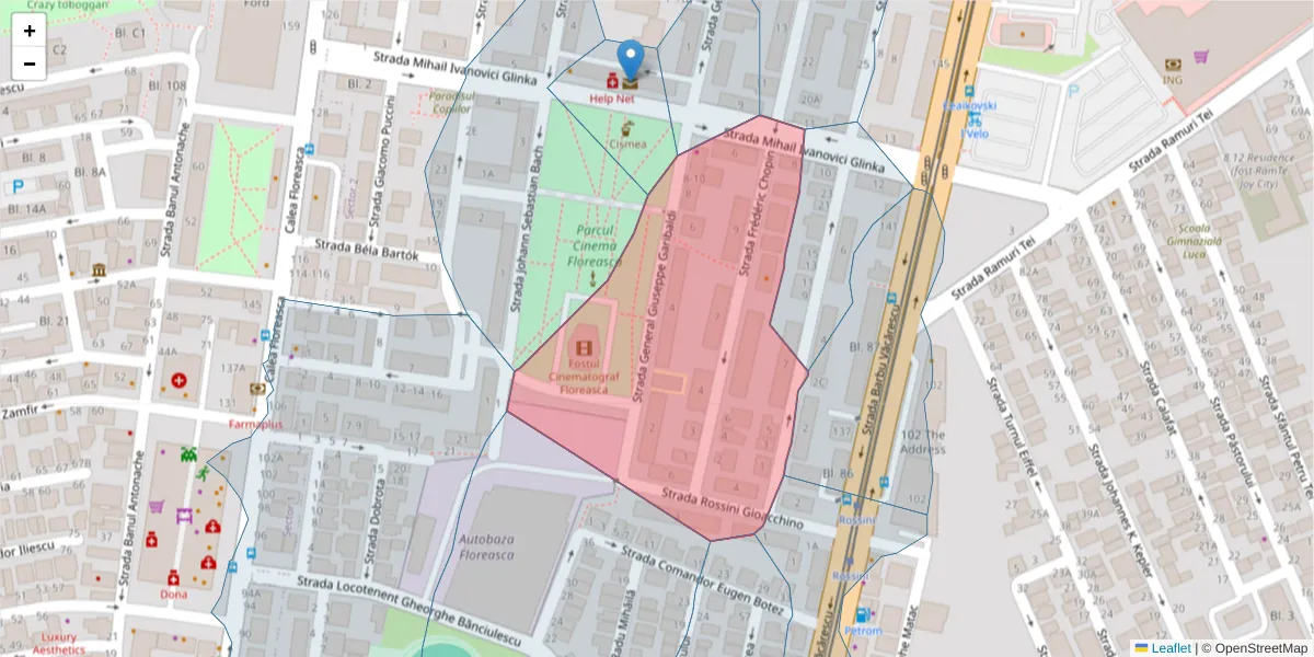 Hartă a codului poștal  și a codurilor poștale învecinate