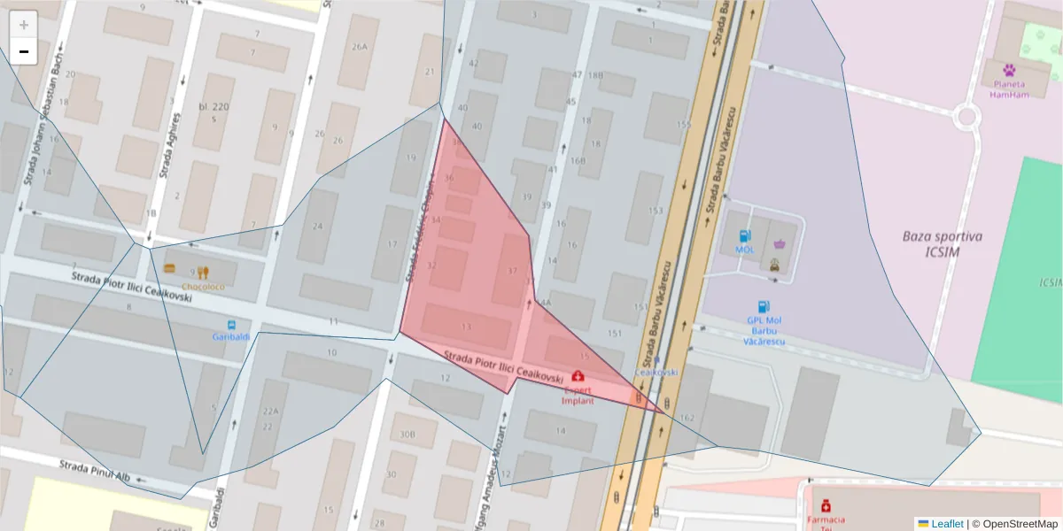 Hartă a codului poștal  și a codurilor poștale învecinate