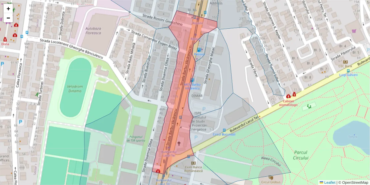 Hartă a codului poștal  și a codurilor poștale învecinate