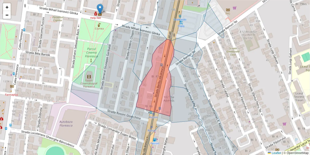 Hartă a codului poștal  și a codurilor poștale învecinate