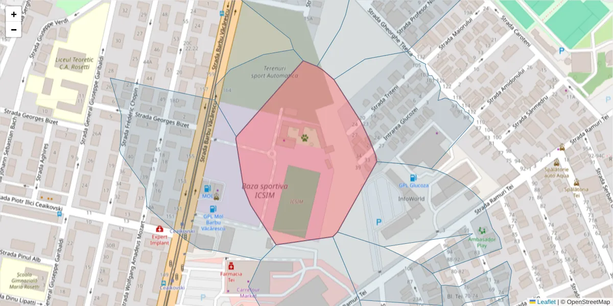 Hartă a codului poștal  și a codurilor poștale învecinate