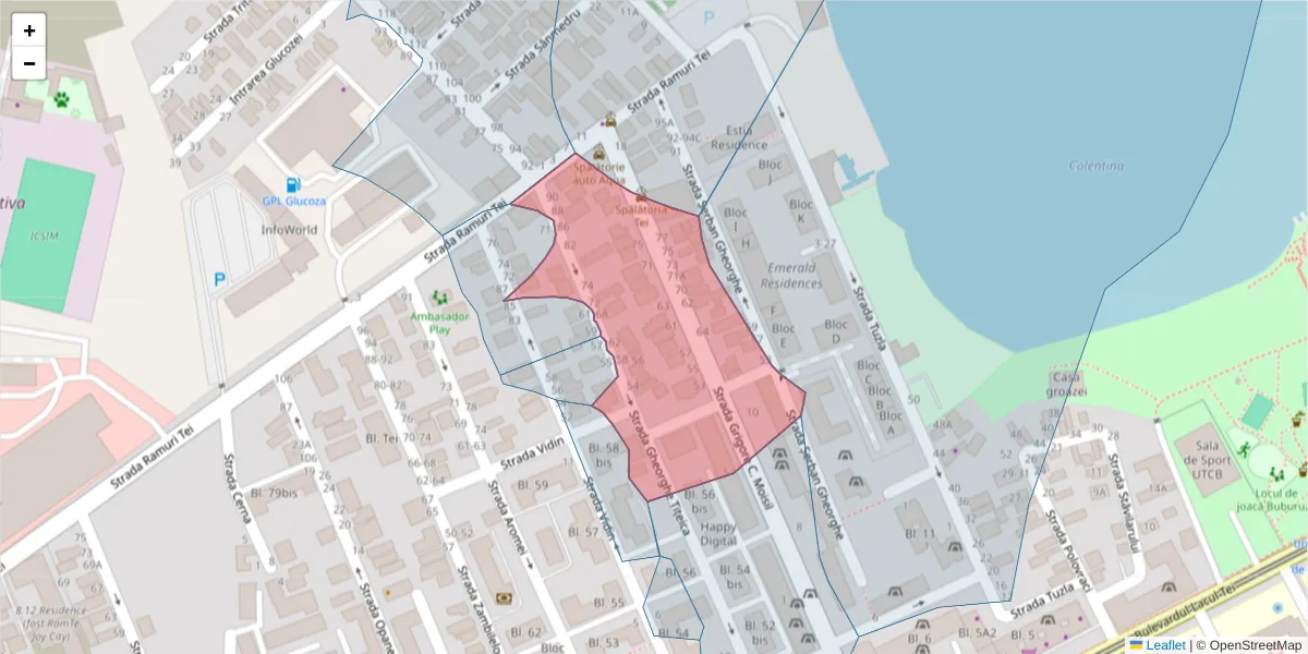 Hartă a codului poștal  și a codurilor poștale învecinate