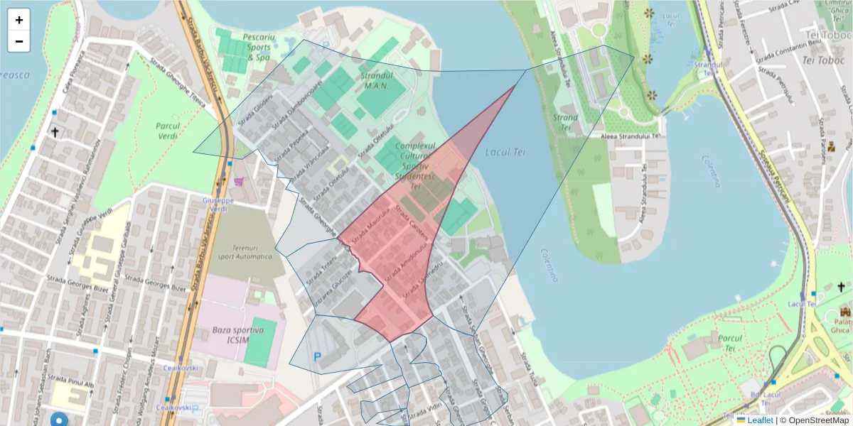 Hartă a codului poștal  și a codurilor poștale învecinate