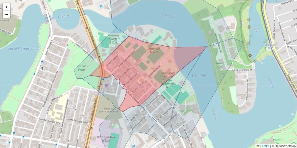 Hartă a codului poștal  și a codurilor poștale învecinate