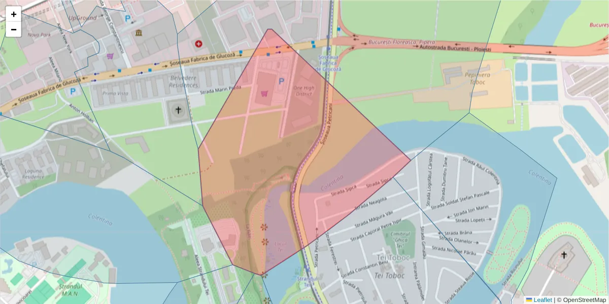 Hartă a codului poștal  și a codurilor poștale învecinate