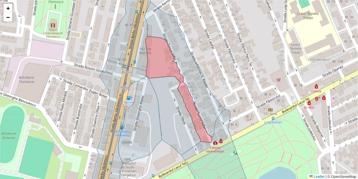 Hartă a codului poștal  și a codurilor poștale învecinate