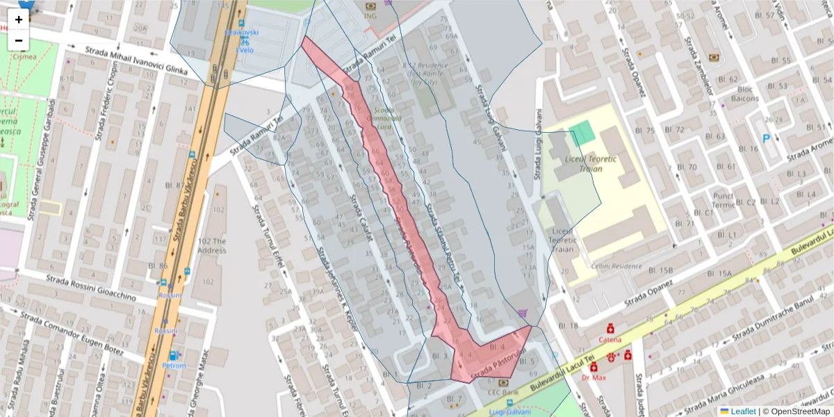 Hartă a codului poștal  și a codurilor poștale învecinate