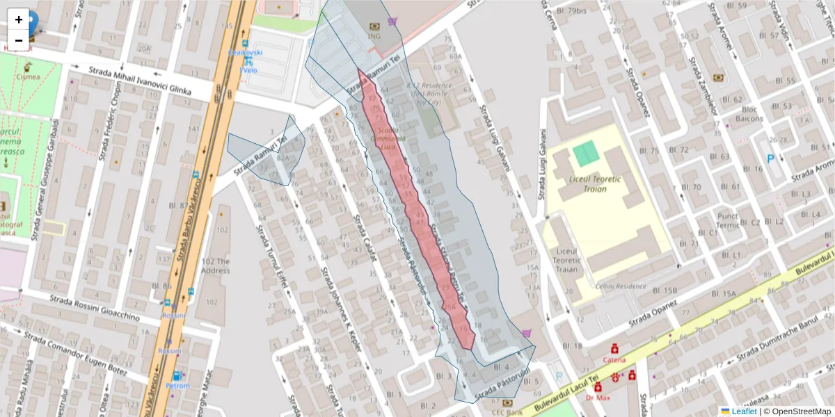 Hartă a codului poștal  și a codurilor poștale învecinate