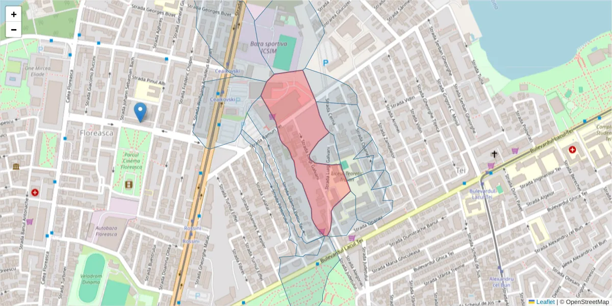 Hartă a codului poștal  și a codurilor poștale învecinate