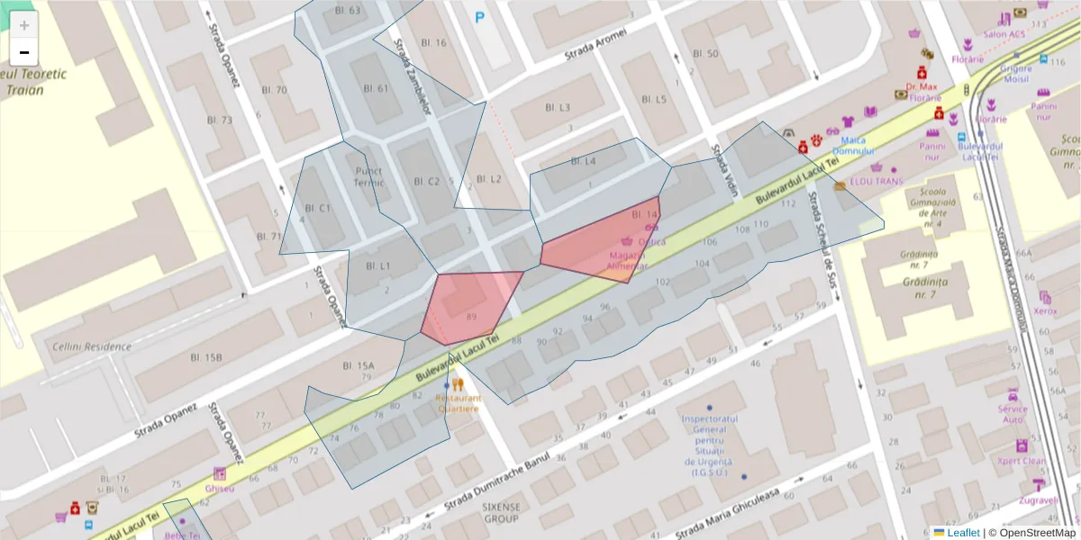 Hartă a codului poștal  și a codurilor poștale învecinate