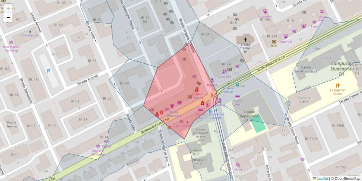 Hartă a codului poștal  și a codurilor poștale învecinate