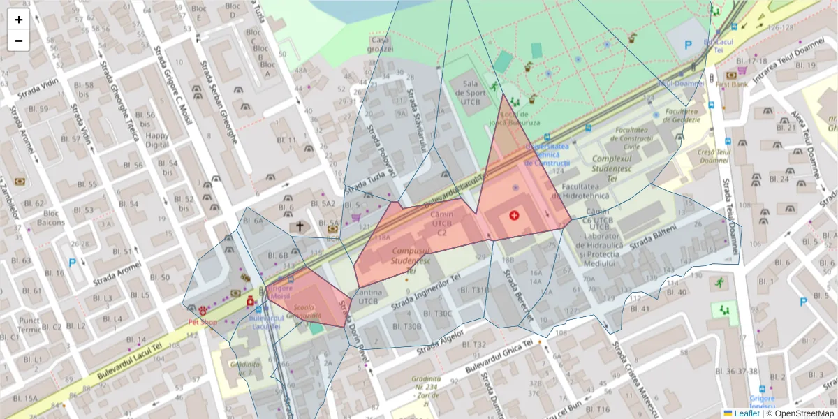 Hartă a codului poștal  și a codurilor poștale învecinate
