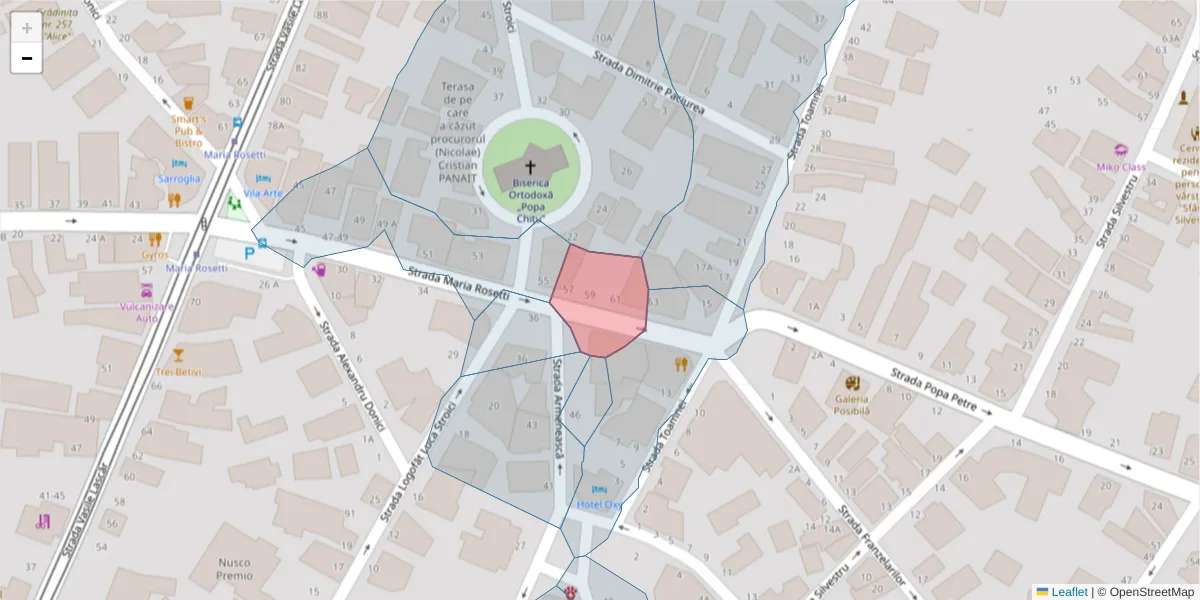 Hartă a codului poștal  și a codurilor poștale învecinate