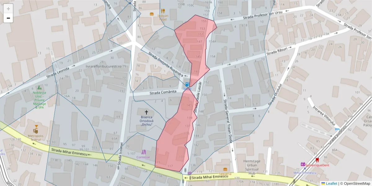 Hartă a codului poștal  și a codurilor poștale învecinate